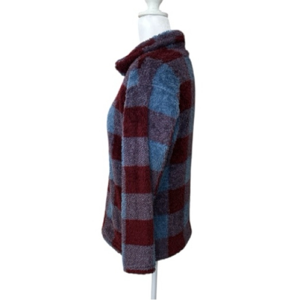 Eddie Bauer Ultra Plush Sherpa Fleece 1/4 Zip Buffalo Plaid Pullover S - Picture 3 of 6